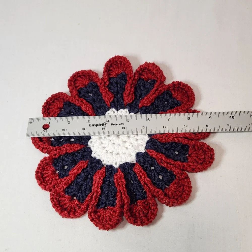 Vintage Handmade Crochet Potholder Set‎ Grape Motif and Flower Trivet 2pc
